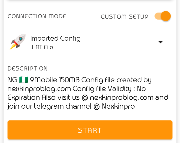 Successfully imported 9mobile 150MB config file